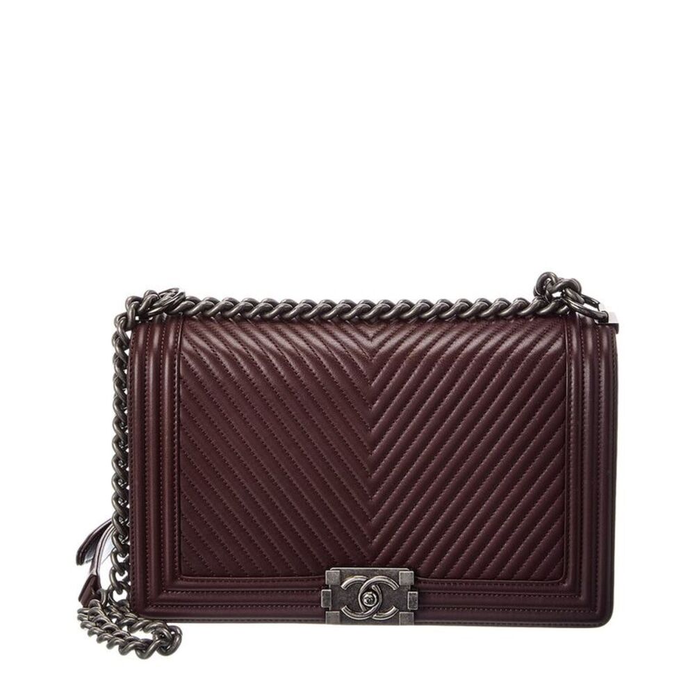Chanel Brown Quilted Leather New Medium Chain Boy Flap (Authentic Pre-Loved)